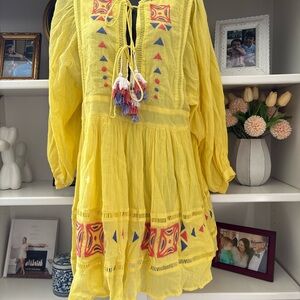 Place Nationale Embroidered Yellow Dress